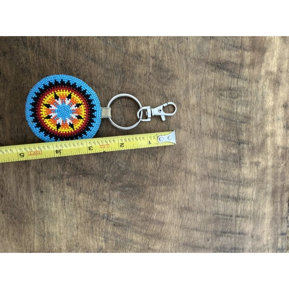 Shoshone-Bannock Beaded Leather Keychain Fort Hall Idaho Native American